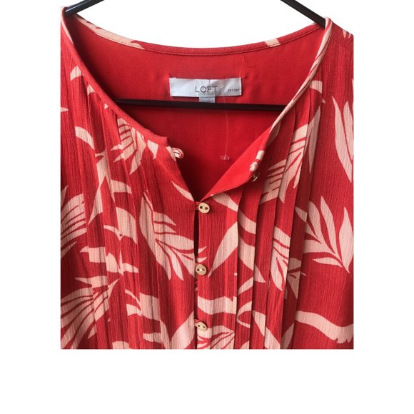 Loft Palm Print Side Tie Swing Fit Dress Size M/P - Picture 3 of 6